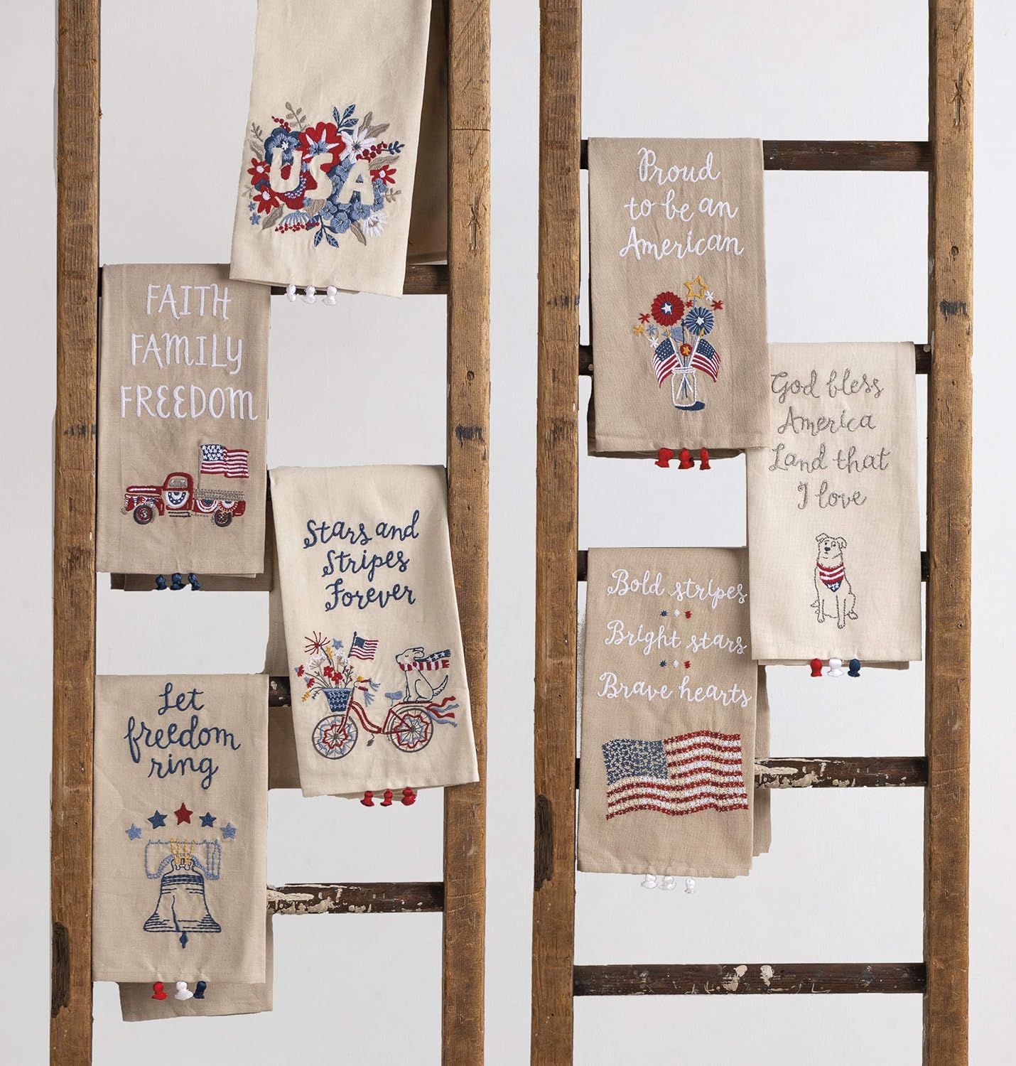 Patriotic Functional 20x26 Cotton Disk with Embroidered Truck Flags