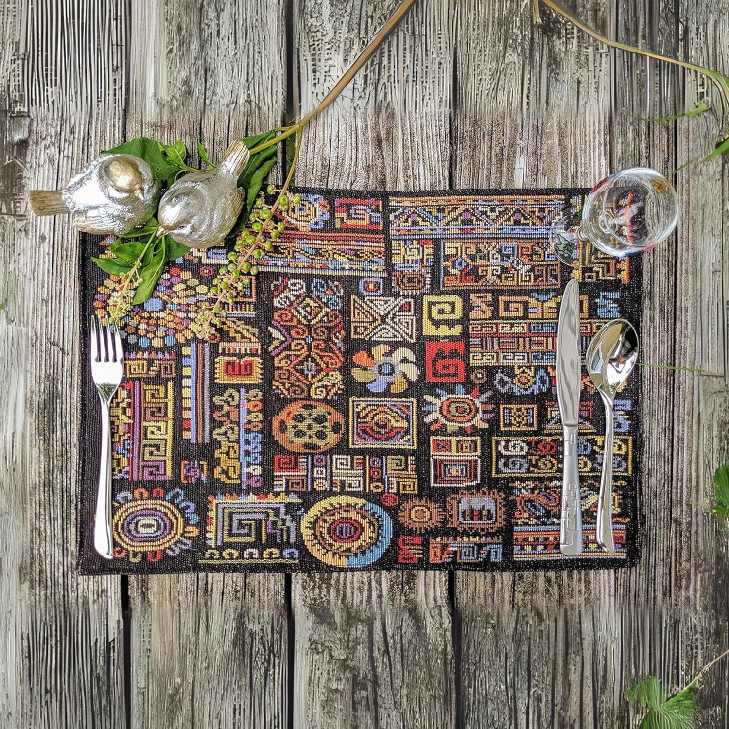 Bohemian Ethnic Ornaments Geometric Placemats for Kitchen Dining