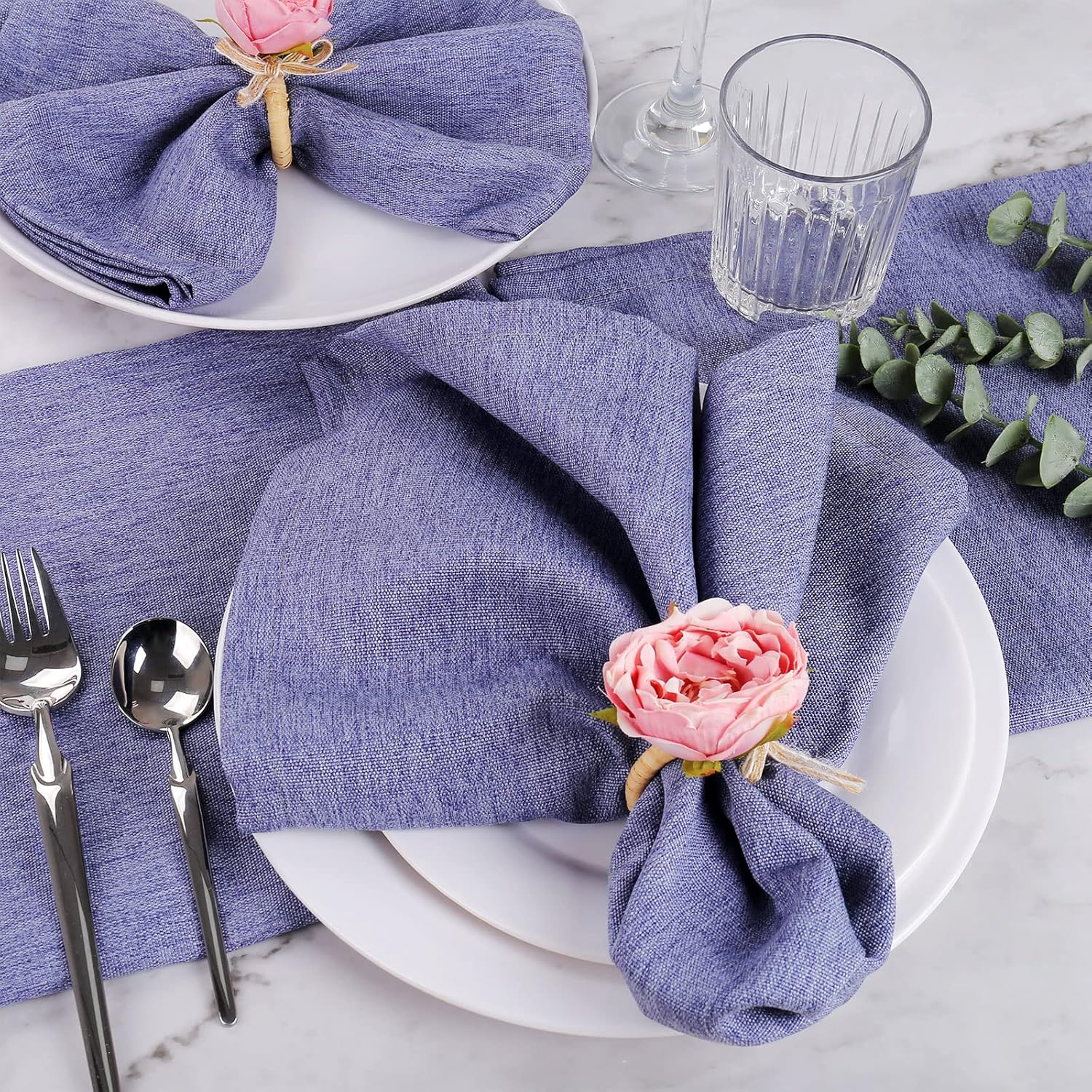 FEKIDO Handcraft Flower Napkin Rings Set of 6 Pink Peony