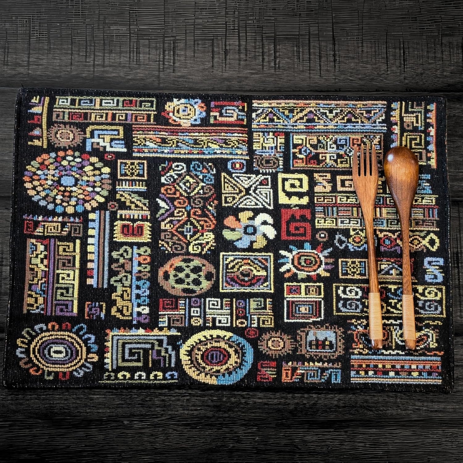 Bohemian Ethnic Ornaments Geometric Placemats for Kitchen Dining
