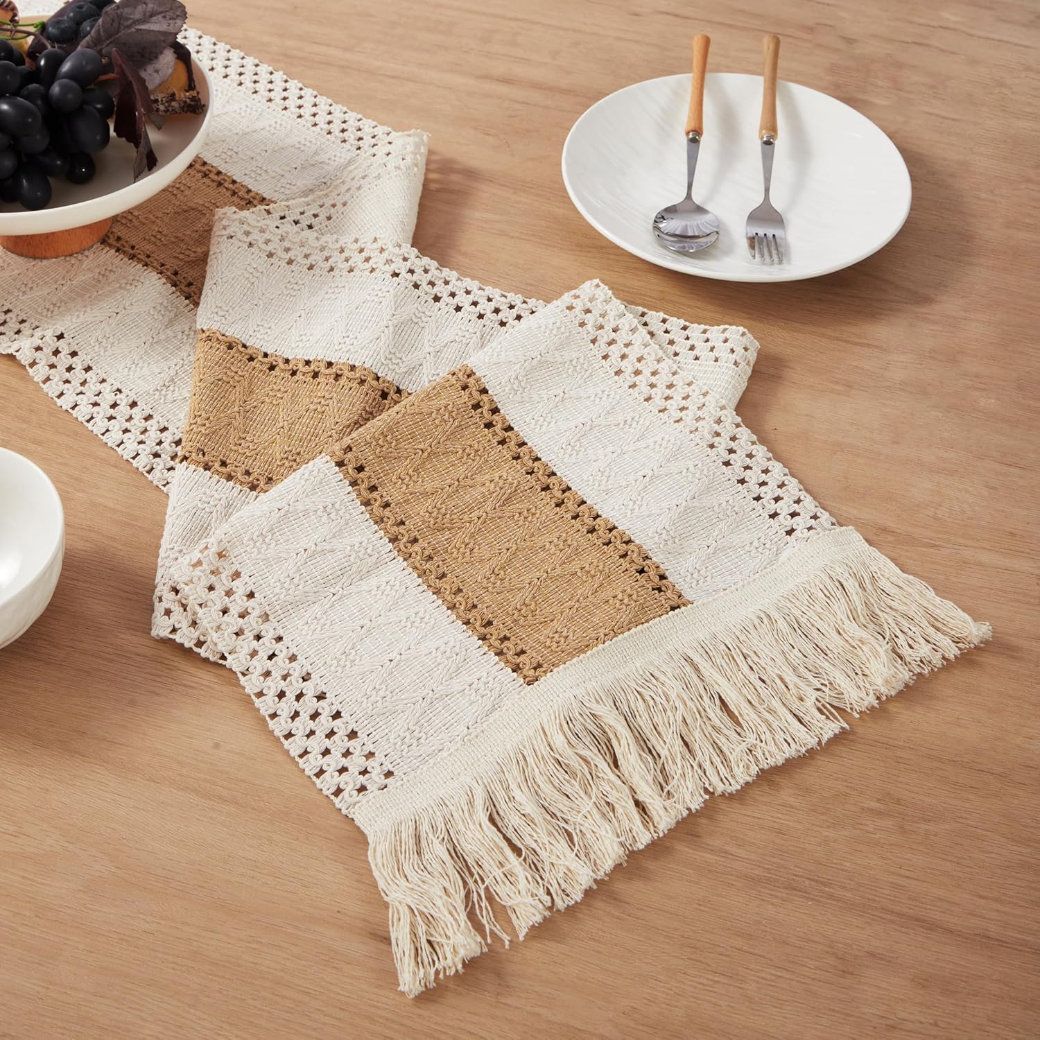 Denique Boho Placemats Set with Table Runner 13PCS Set