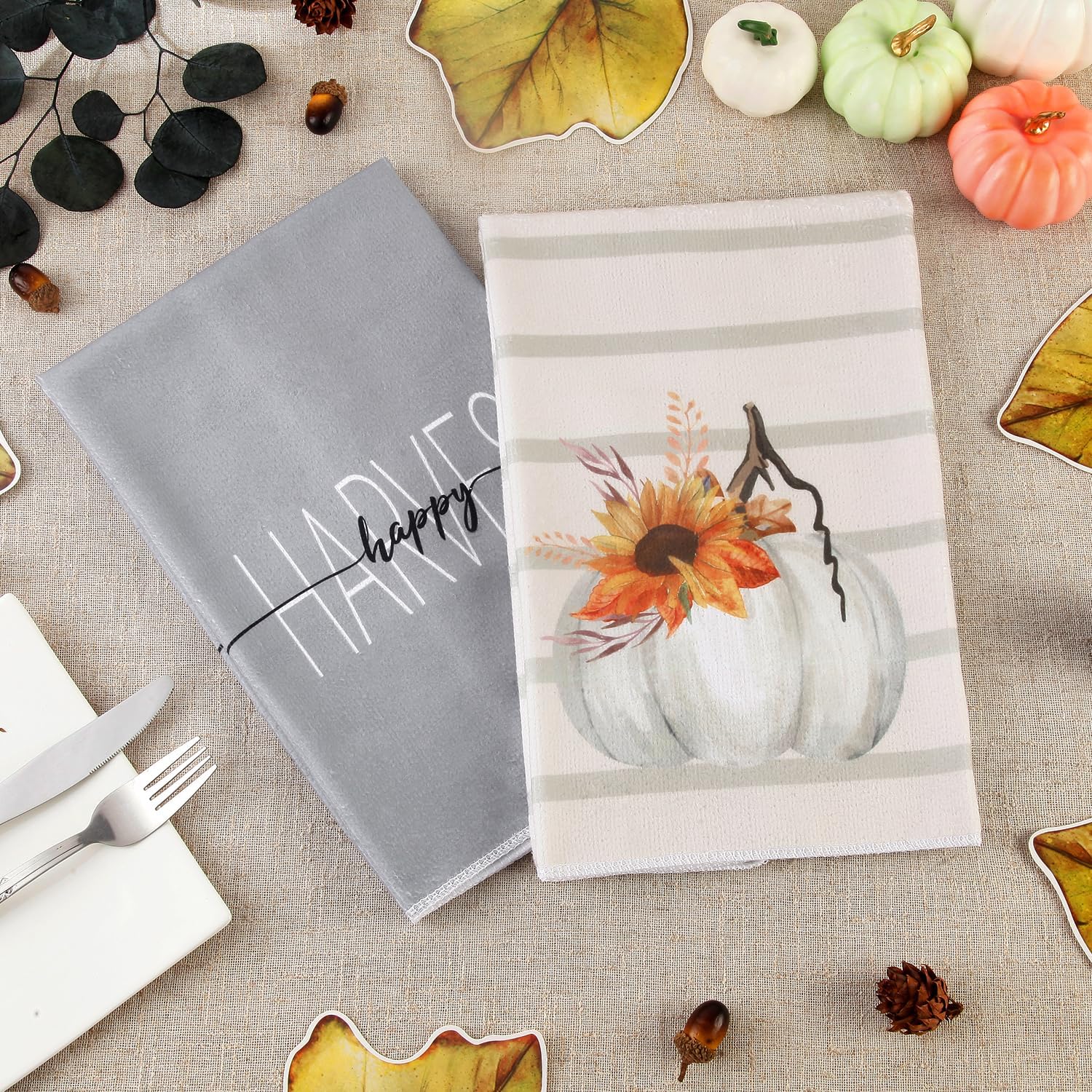 Pumpkin Party Kitchen Towels 18x26 inch Soft Durable