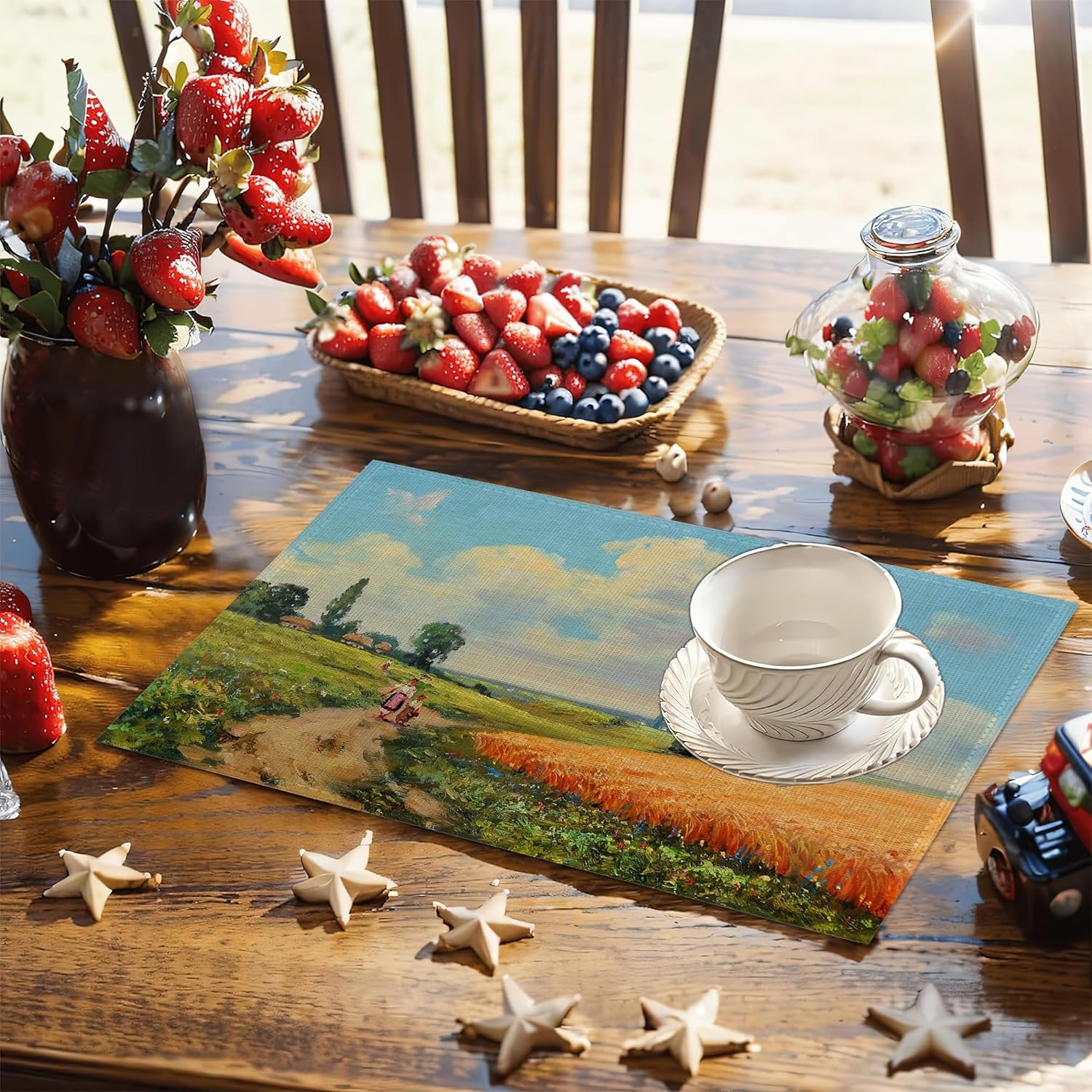 Natural Elegance Oil Painting Landscape Placemats Set of 6