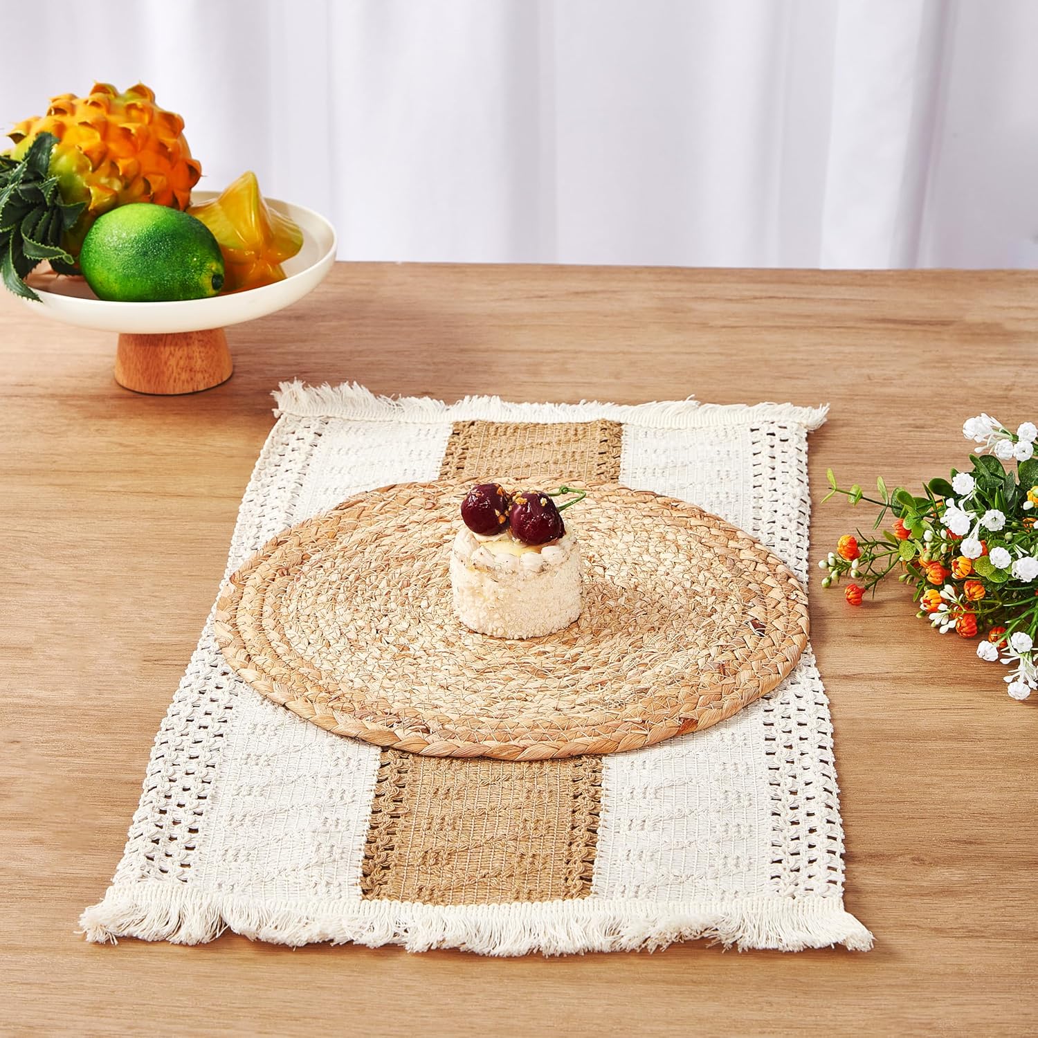Denique Boho Placemats Set with Table Runner 13PCS Set