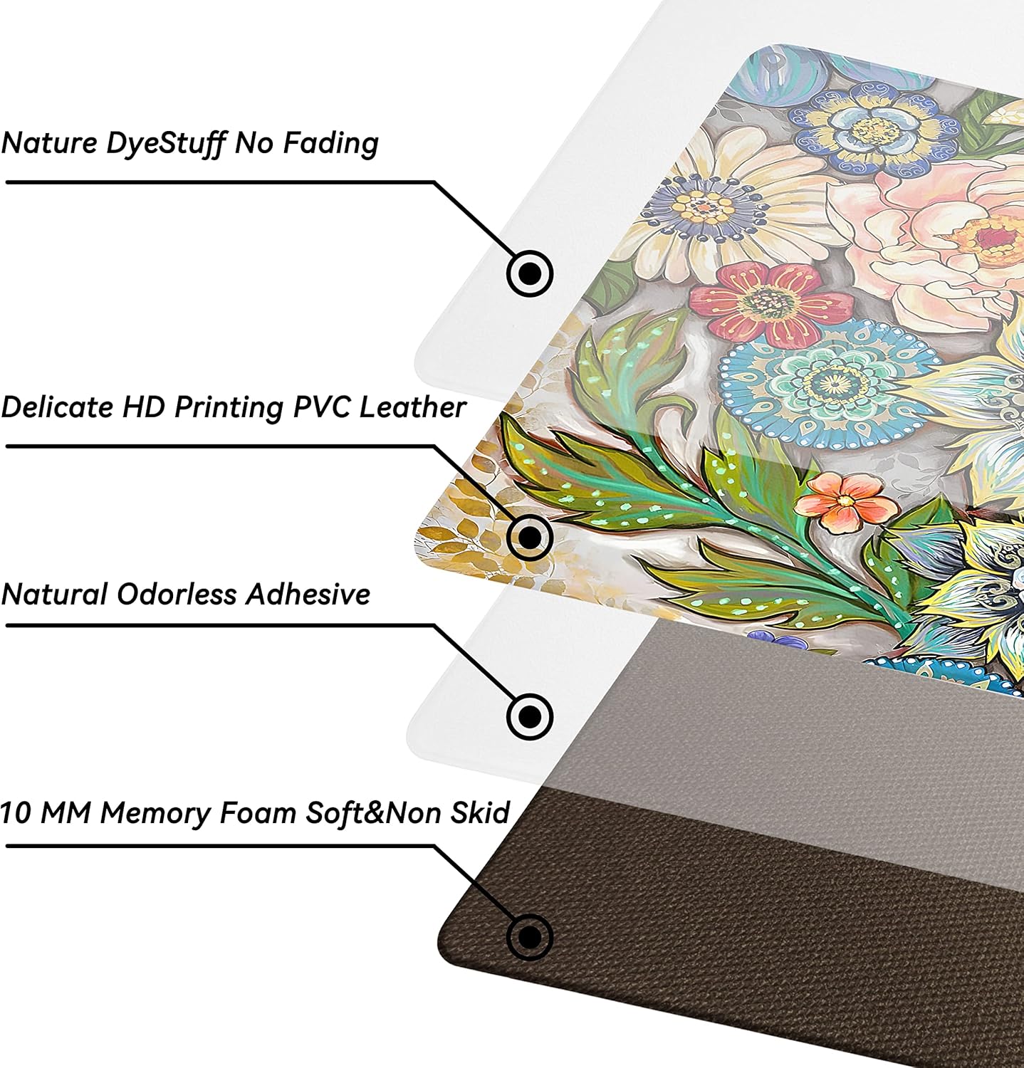 Boho Floral Kitchen Rugs