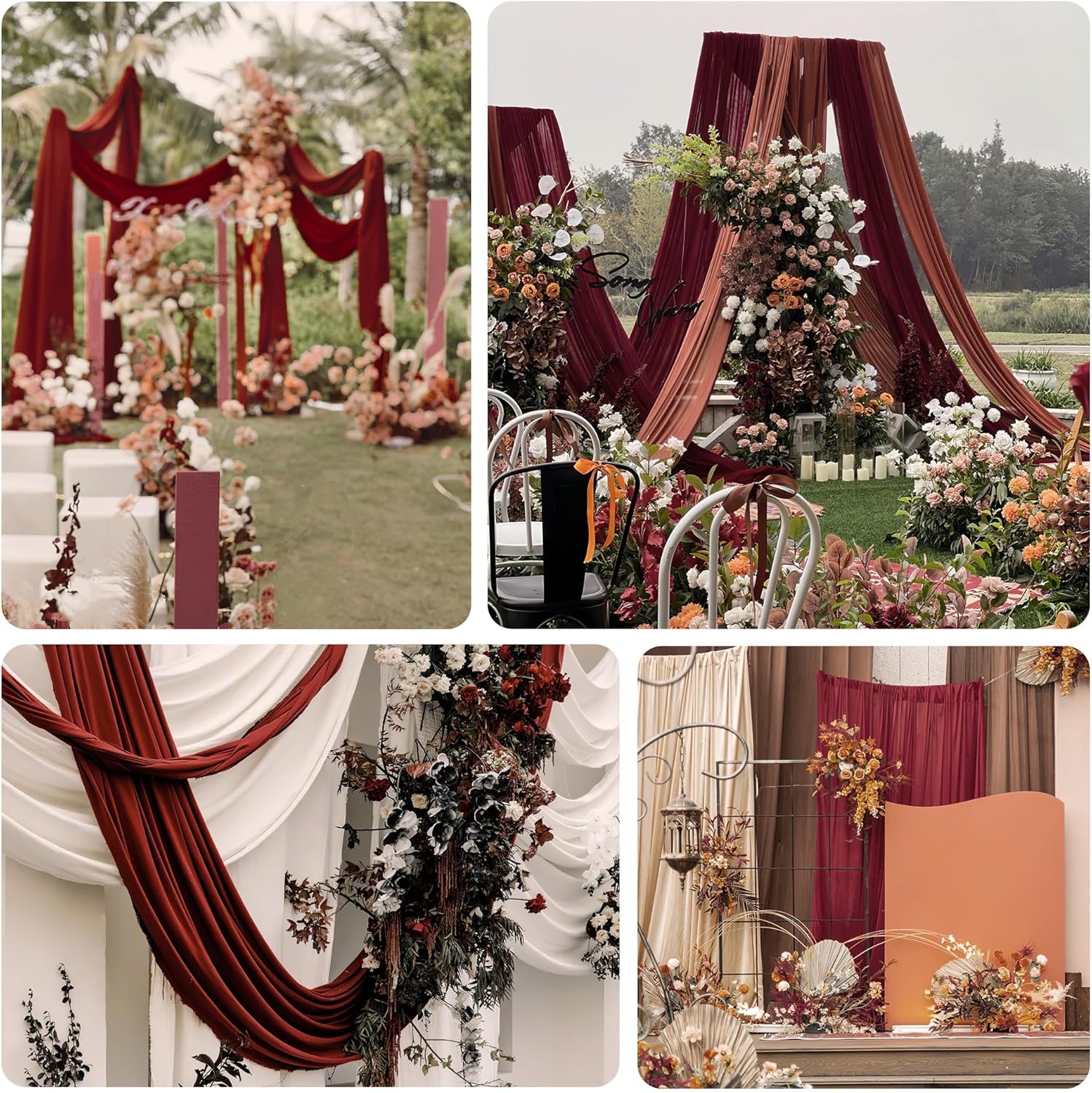 Elegant 2-Pack Burgundy Table Runner for Weddings and Parties
