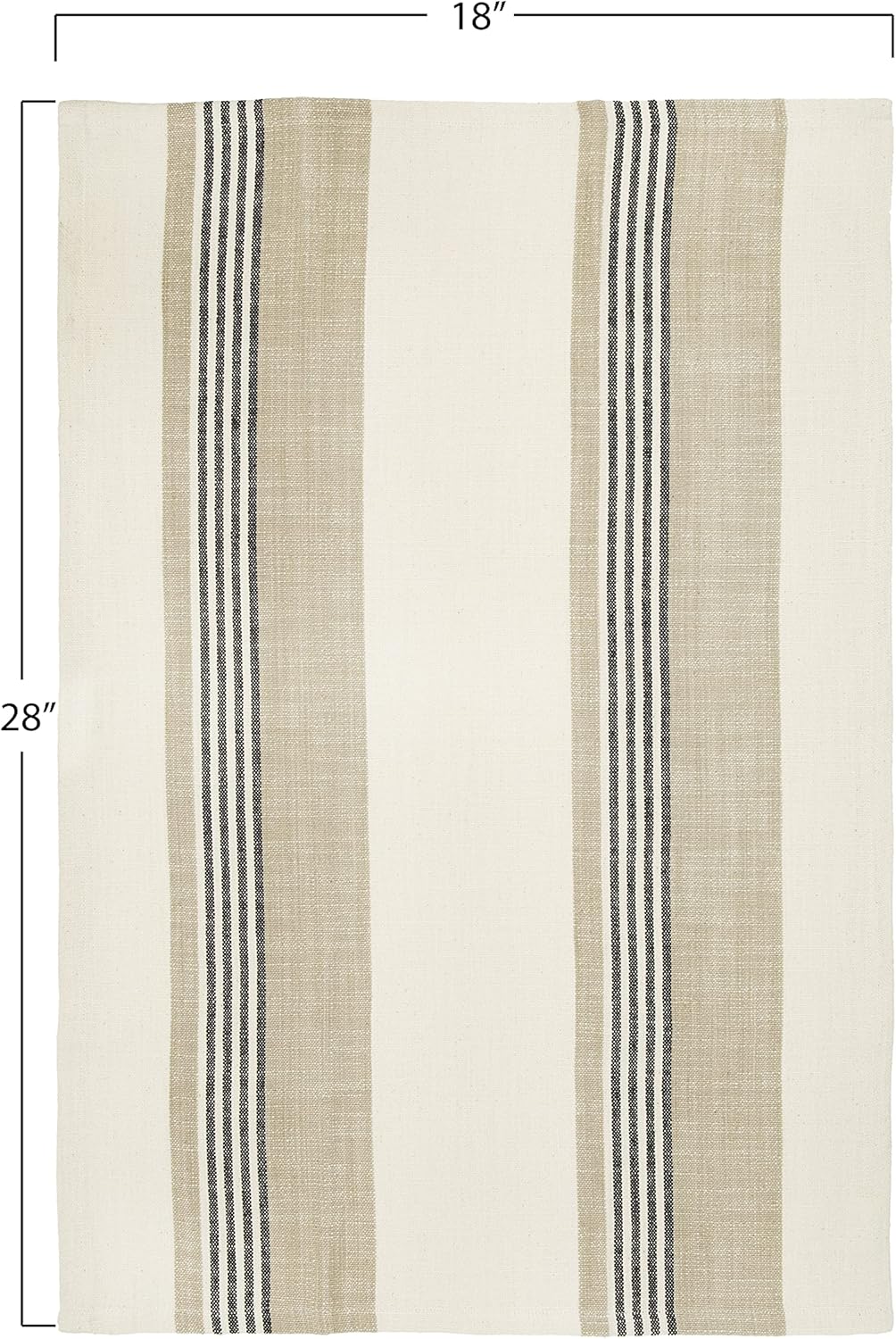 Creative Co-Op Striped Cotton Tea Towels Set of 3 Tan Grey