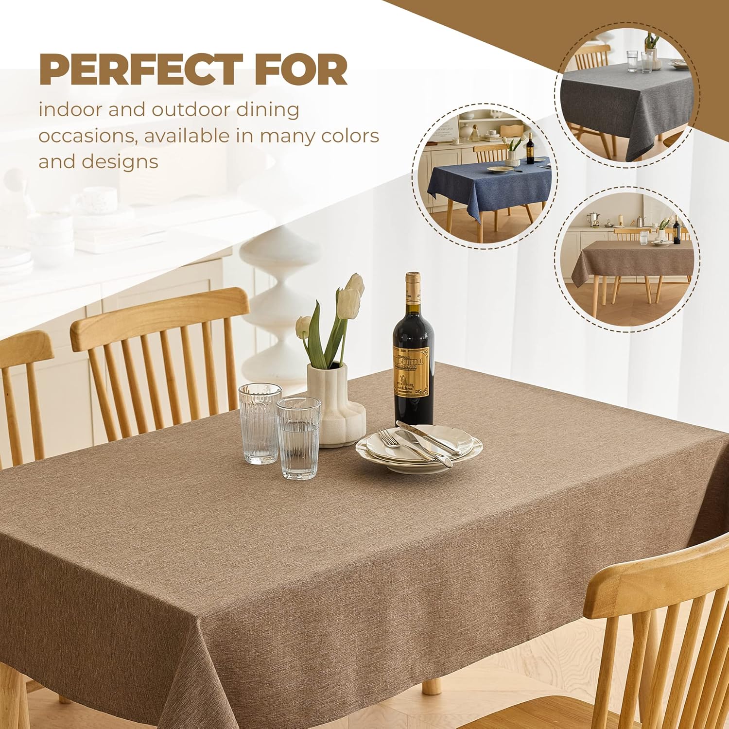 60x84 Inch Waterproof Restaurant Tablecloth Stain Repelling
