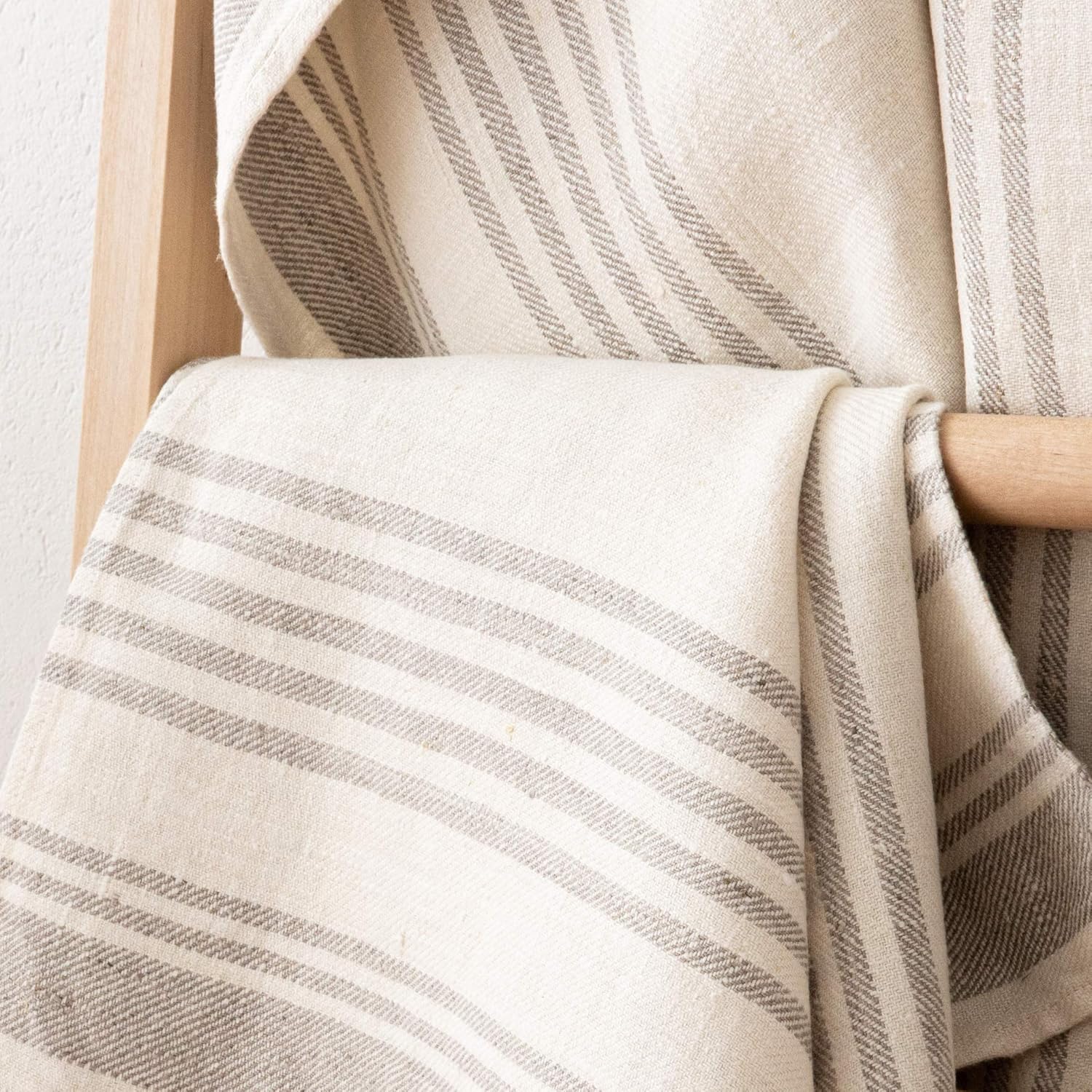LinenMe Set of 2 Cream Linen Tea Towels 47x70cm Handmade in Europe