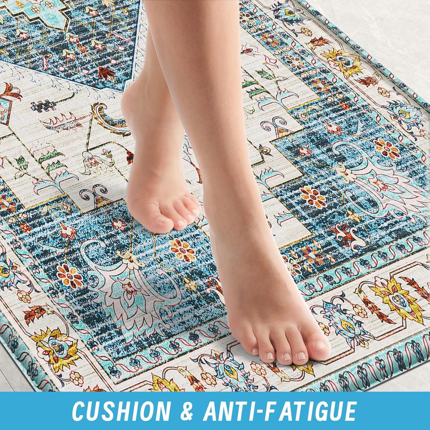 HappyTrends Boho Anti-Fatigue Kitchen Mat Set for Ergonomic Comfort