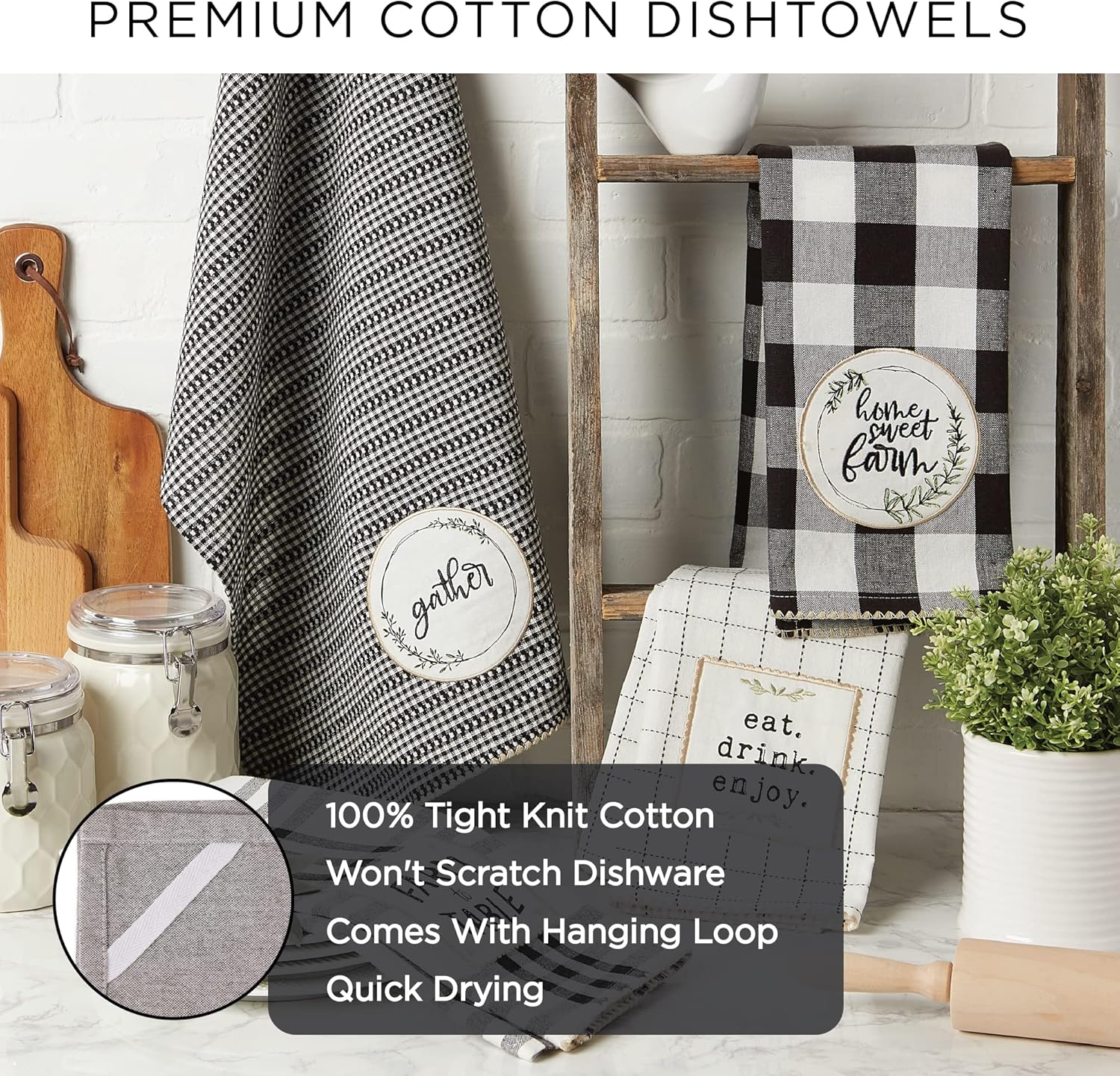 St Patricks Day 100 Cotton Dishtowel Set with Embroidered Design