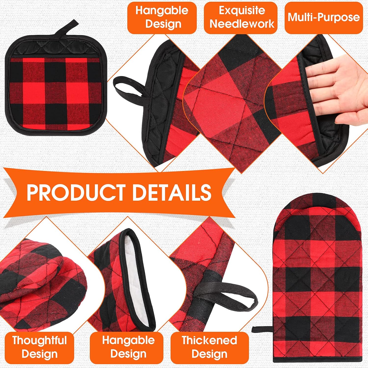 SATINIOR 6-Piece Buffalo Plaid Kitchen Set