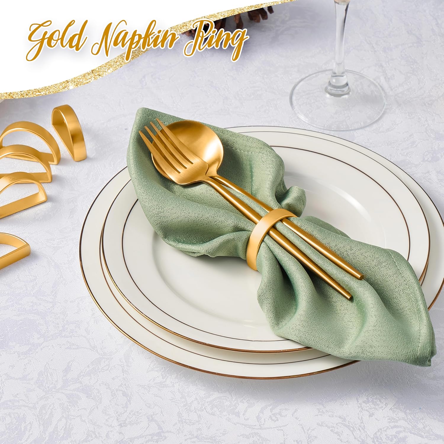 Gold Napkin Rings Set of 12