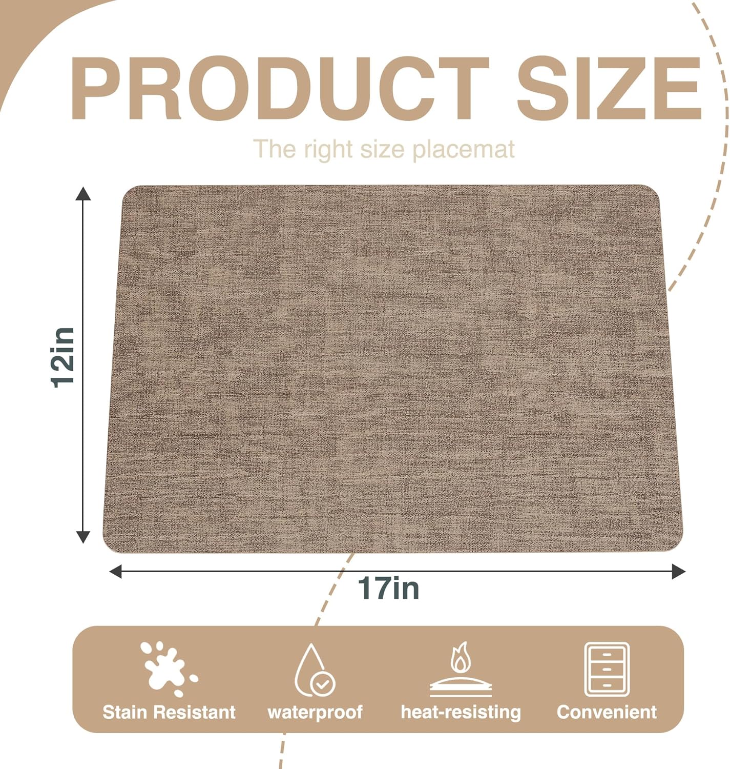 NCUE Faux Leather Placemats Set of 6 Waterproof Heat Resistant