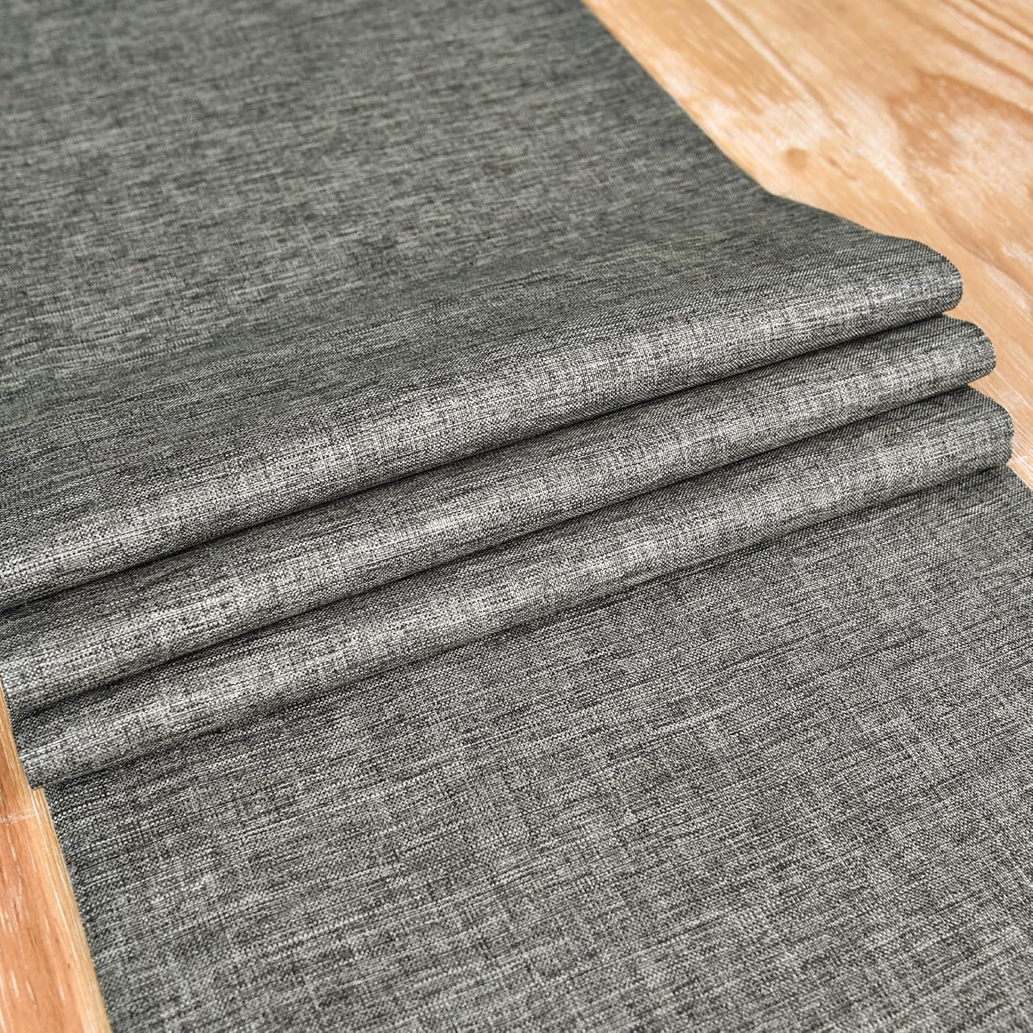 NEWISHER Farmhouse Rustic Table Runner 13x48-inch Dark Grey Faux Linen Table Runner