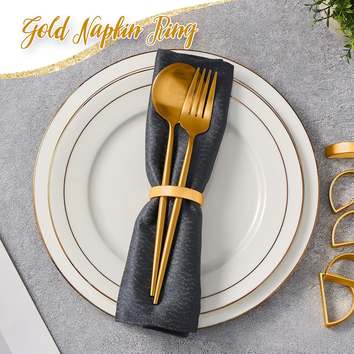 Gold Napkin Rings Set of 12
