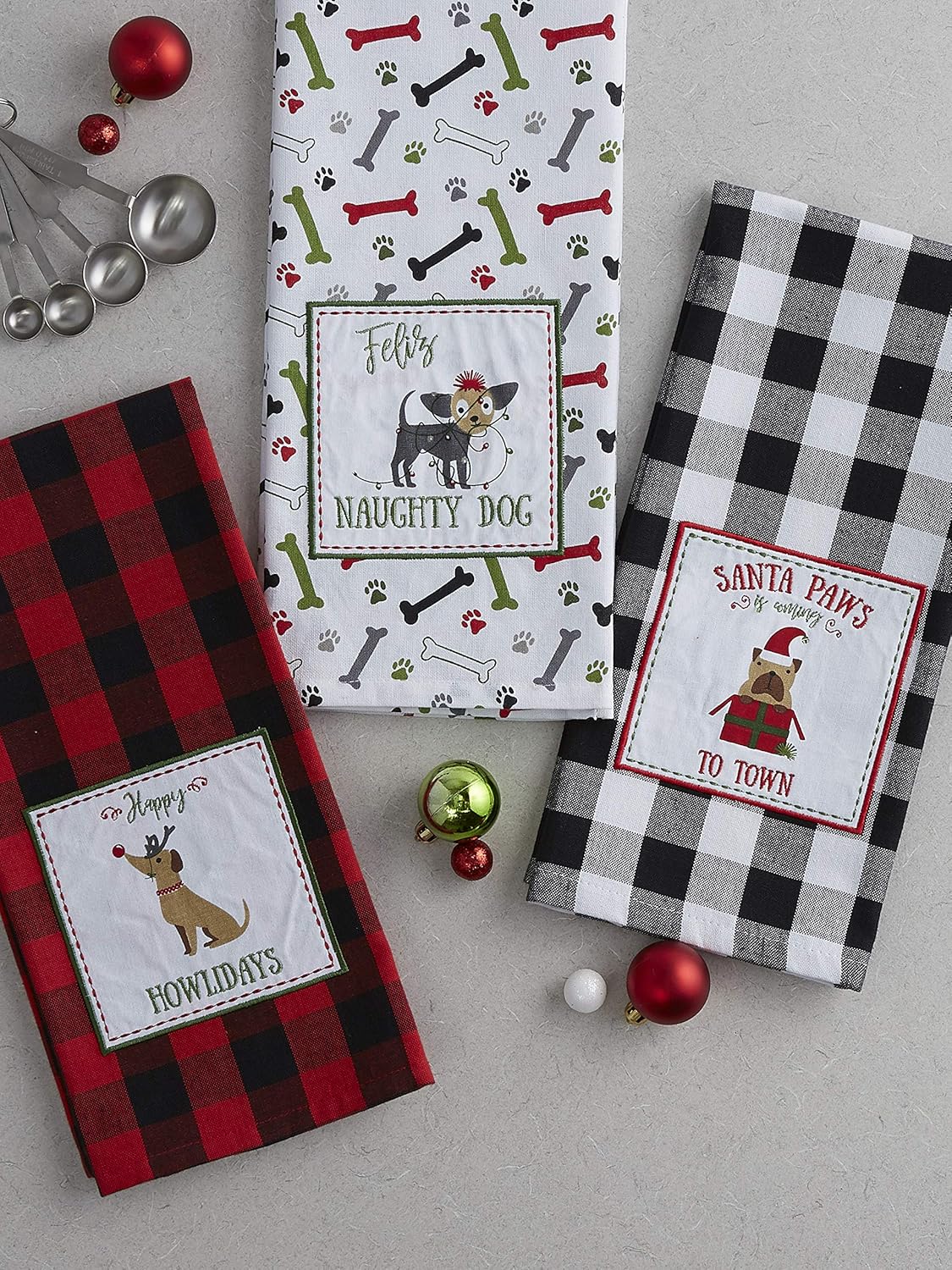 festive kitchen towels for dogs and cats