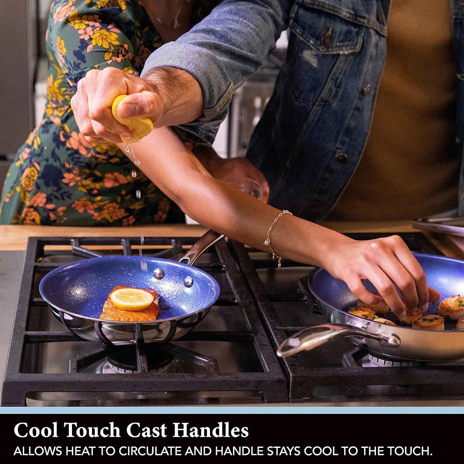 Stainless Steel Cookware Set Durable Nonstick with Tempered Glass Lids