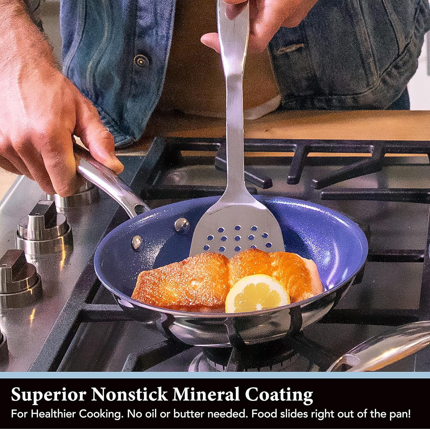 Stainless Steel Cookware Set Durable Nonstick with Tempered Glass Lids