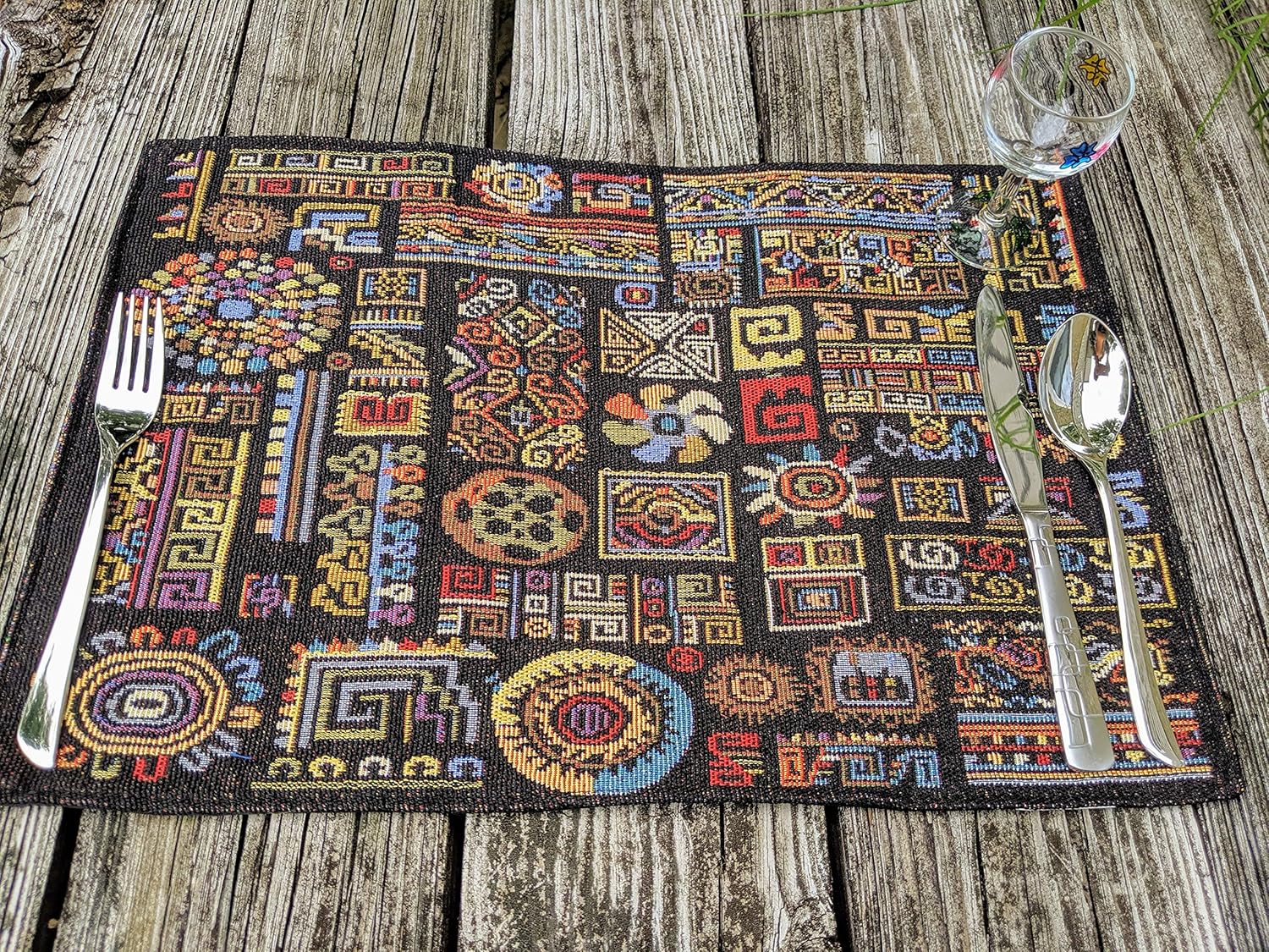Bohemian Ethnic Ornaments Geometric Placemats for Kitchen Dining