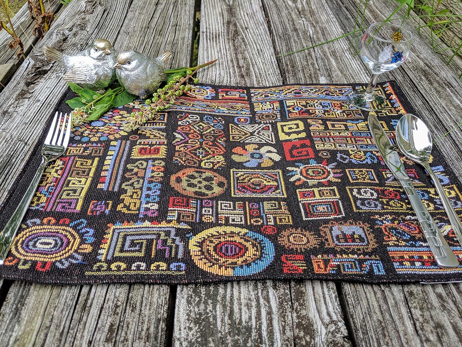 Bohemian Ethnic Ornaments Geometric Placemats for Kitchen Dining