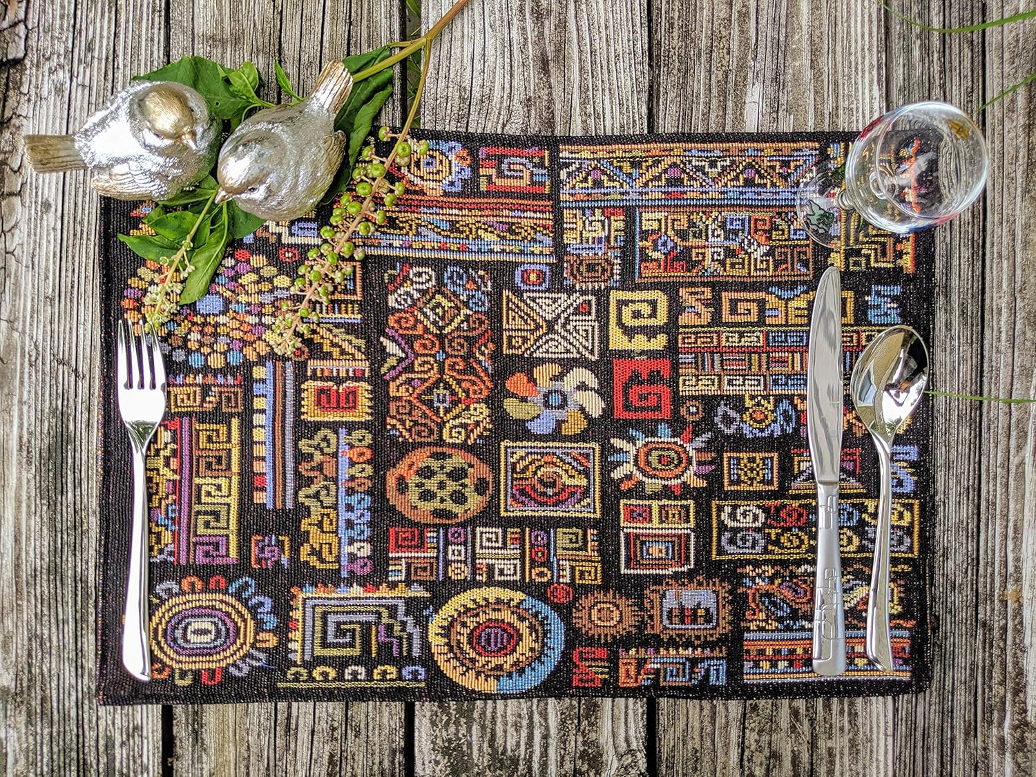 Bohemian Ethnic Ornaments Geometric Placemats for Kitchen Dining